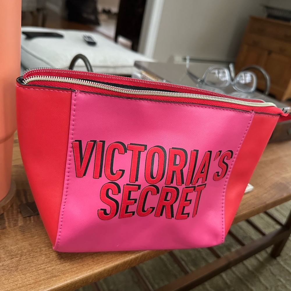 Victoria's Secret Bold Pink and Red Cosmetic Bag